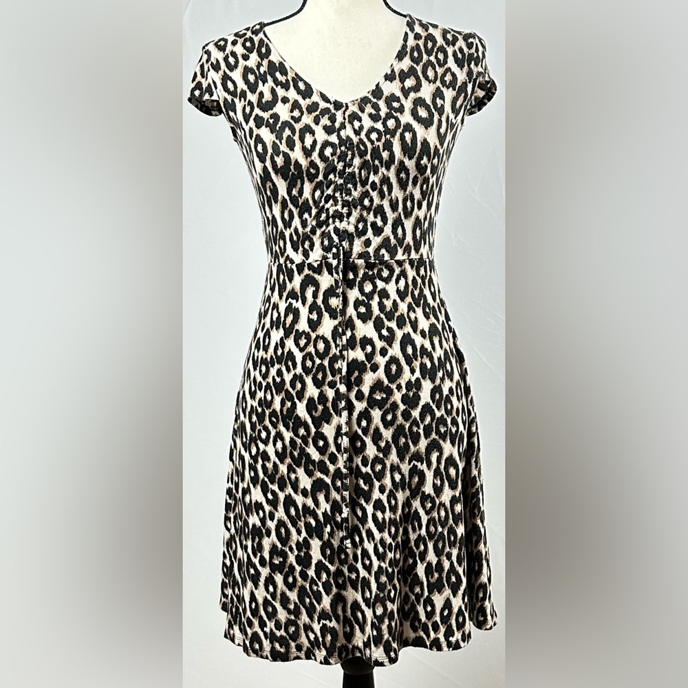 MUDD leopard print A-line jersey knit dress -size xs